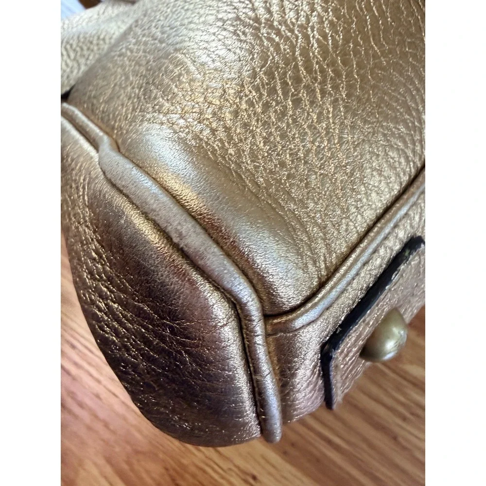 Mulberry Bayswater Metallic Gold Leather Tote Top Handle Shoulder Bag Braided